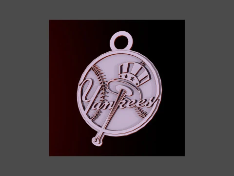 Escudo Keychan com logotipo do New York Yankees MLB para impressão e renderização Modelo de Impressão 3D