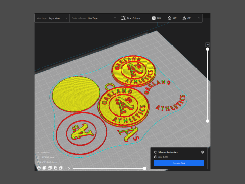 Oakland Athletics MLB Logo Keychan Shield Printable and renderable Modello di stampa 3D