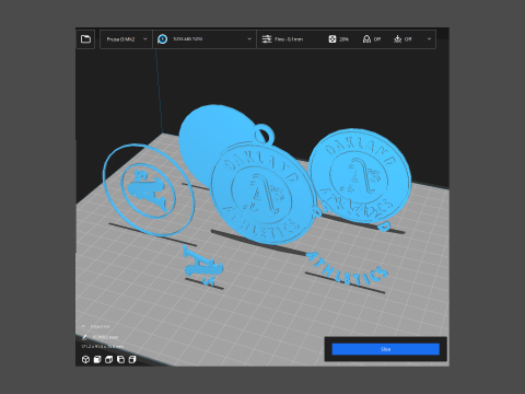 Oakland Athletics MLB Logo Keychan Shield Printable and renderable Modello di stampa 3D
