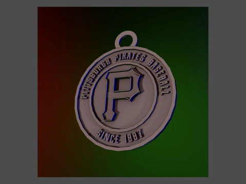 Pittsburgh Pirates MLB Logo Keychan Shield imprimível e renderizável Modelo de Impressão 3D