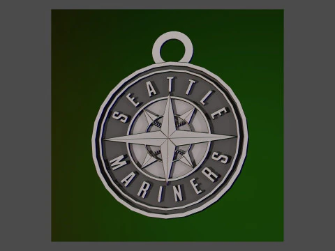 Escudo Keychan com logotipo da MLB do Seattle Mariners para impressão e renderização Modelo de Impressão 3D