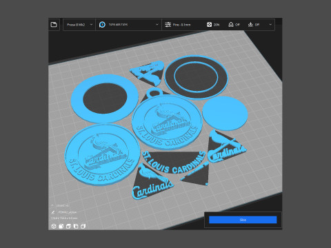 Cardinals MLB Logo Keychan Shield Printable and renderable 3D Print Model
