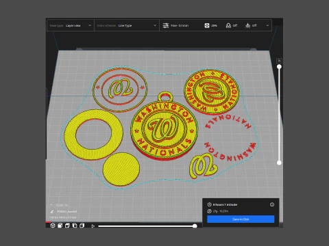 Washington Nationals MLB Logo Keychan Shield Printable and renderable 3D Print Model