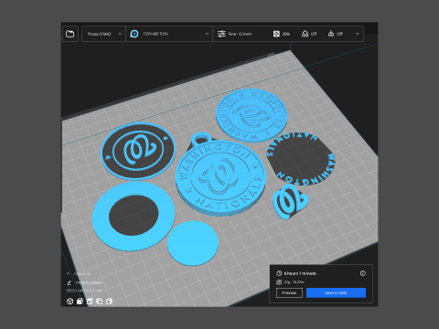 Washington Nationals MLB Logo Keychan Shield Printable and renderable 3D 프린트 모델