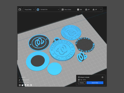 Washington Nationals MLB Logo Keychan Shield Printable and renderable 3D Print Model