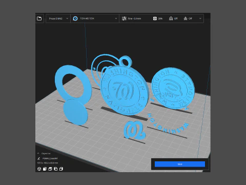 Washington Nationals MLB Logo Keychan Shield Printable and renderable 3D Print Model