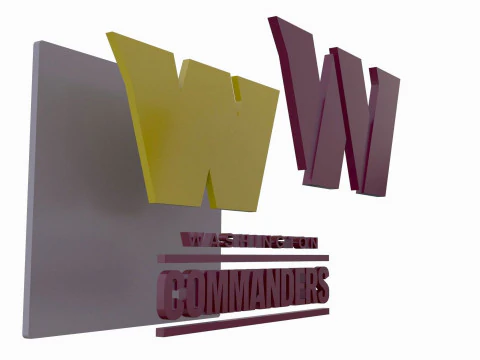 Washington Commanders nfl Logo Shield Printable and Renderable 3D Print Model