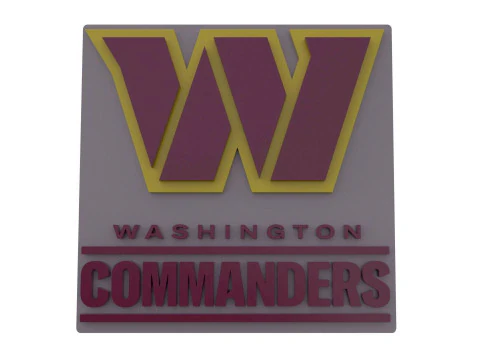Washington Commanders nfl Logo Shield Printable and Renderable 3D Print Model