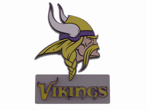 Vikings Logo Shield Printable and Renderable 3D Print Model