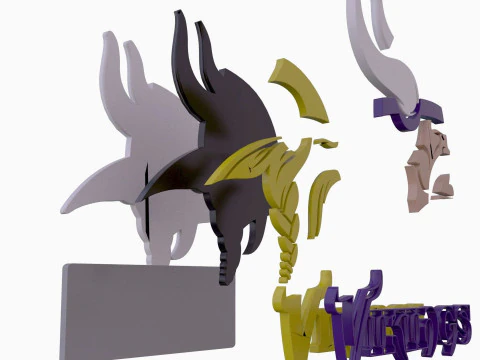 Vikings Logo Shield Printable and Renderable 3D Print Model