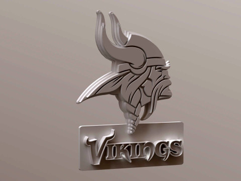 Vikings Logo Shield Printable and Renderable 3D Print Model