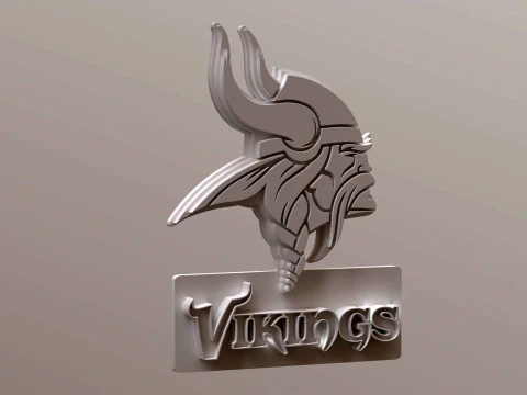 Vikings Logo Shield Printable and Renderable 3D Print Model