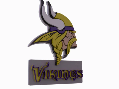 Vikings Logo Shield Printable and Renderable 3D Print Model