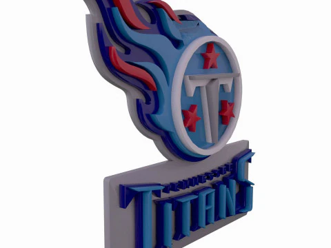 Titans Logo Shield Printable Keychain and Renderable 3D Print Model