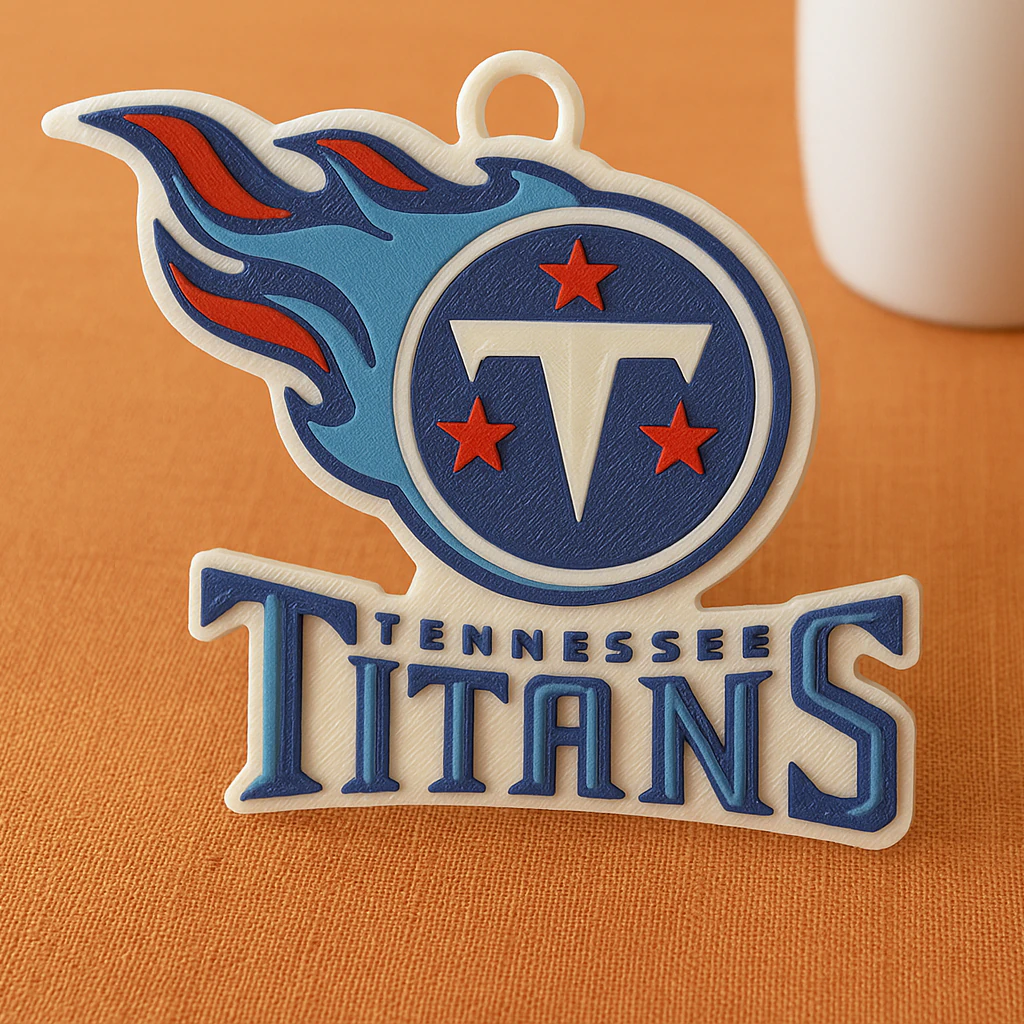 Titans Logo Shield Printable Keychain and Renderable 3D Print Model .c4d .max .obj .3ds .fbx .stl .blend
