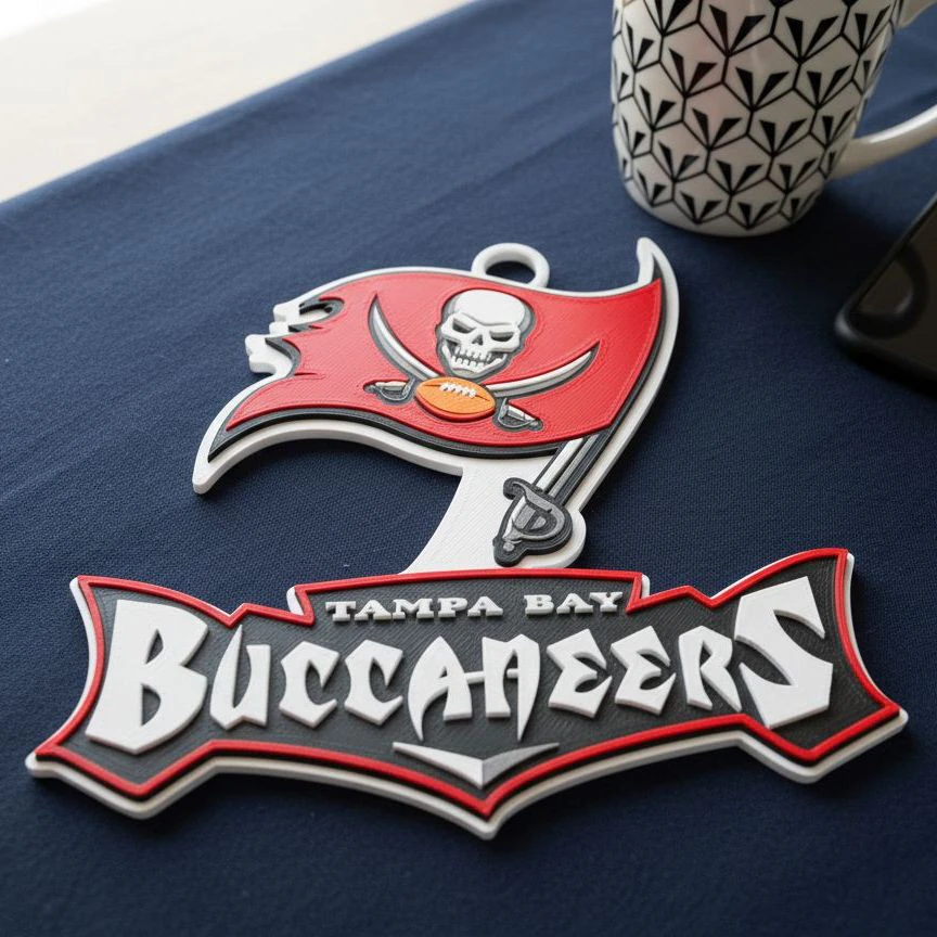 Tampa Bay Buccaneers Logo Shield Printable and Renderable 3D Print Model .c4d .max .obj .3ds .fbx .stl .blend 
