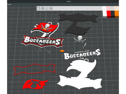 Tampa Bay Buccaneers Logo Shield Printable and Renderable 3D Print Model