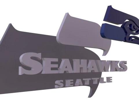 Seahawk Seattle Logo Shield Printable and Renderable 3D Print Model