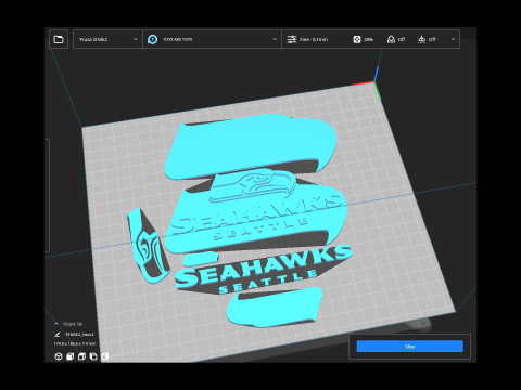 Seahawk Seattle Logo Shield Printable and Renderable 3D प्रिंट मॉडल