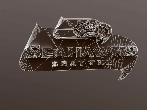 Seahawk Seattle Logo Shield Printable and Renderable 3D Print Model