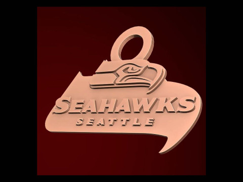 Seahawk Seattle Logo Shield Printable and Renderable 3D Print Model