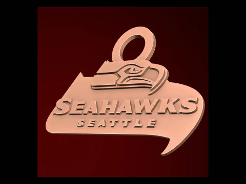 Seahawk Seattle Logo Shield Printable and Renderable 3D Print Model