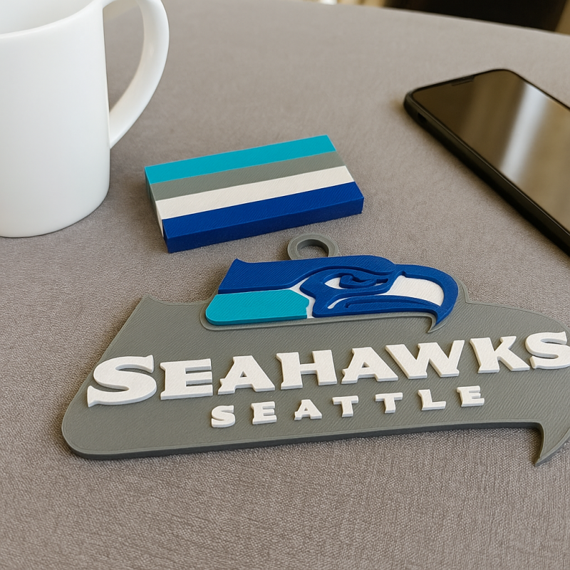 Seahawk Seattle Logo Shield Printable and Renderable Model do druku 3D .c4d .max .obj .3ds .fbx .stl .blend 