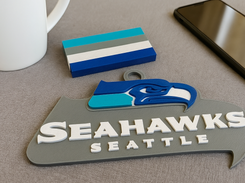 Seahawk Seattle Logo Shield Printable and Renderable 3D printmodel