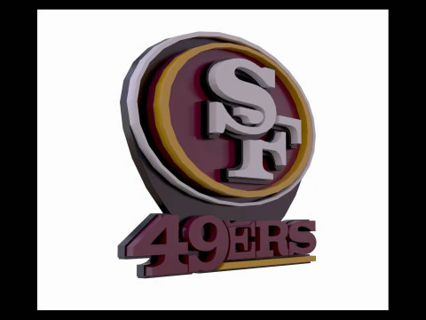 San Francisco 49ers Logo Shield Printable and Renderable 3D Print Model