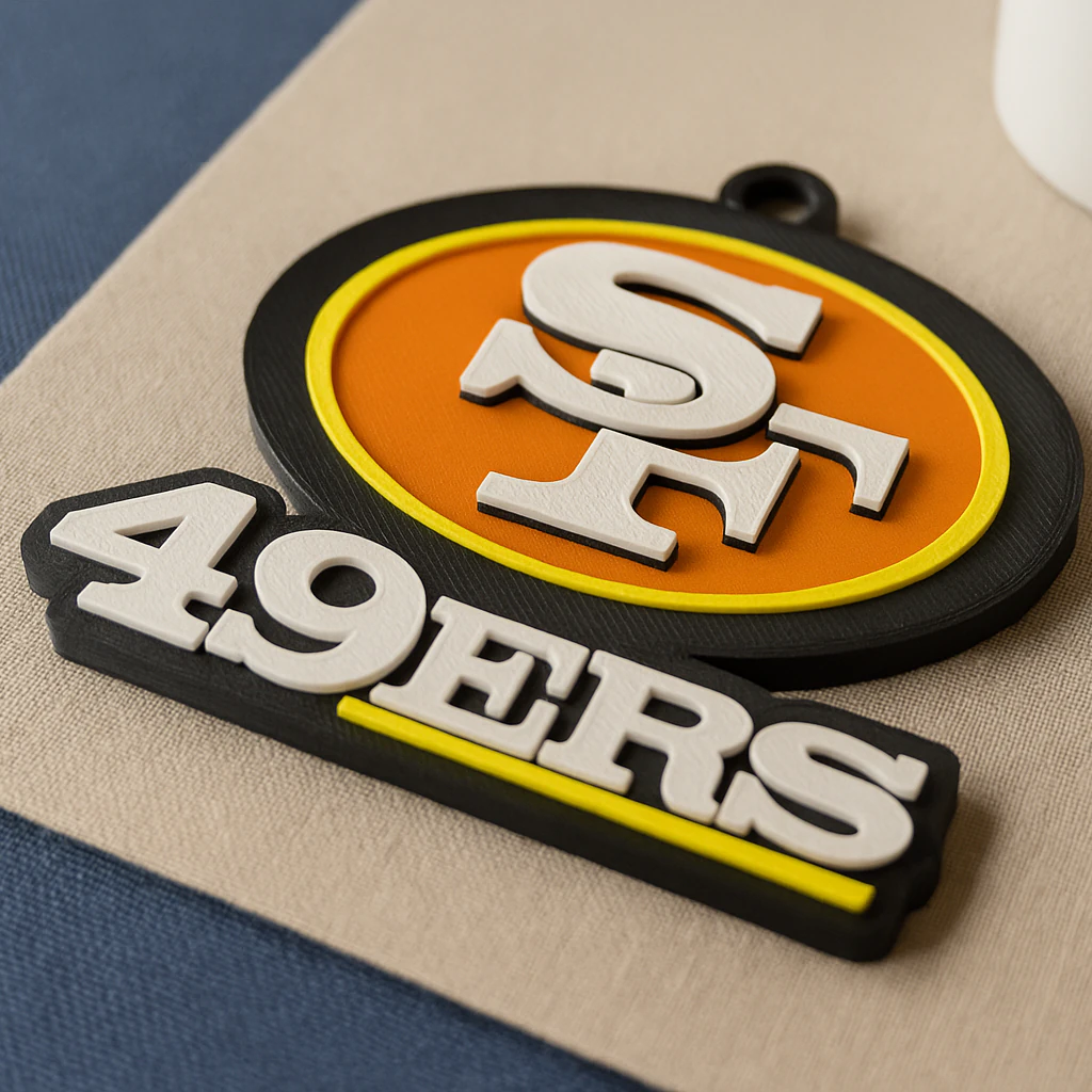 San Francisco 49ers Logo Shield Printable and Renderable 3D Print Model .c4d .max .obj .3ds .fbx .stl .blend 