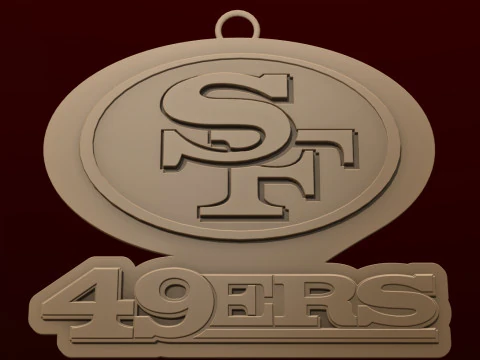 San Francisco 49ers Logo Shield Printable and Renderable 3D Print Model