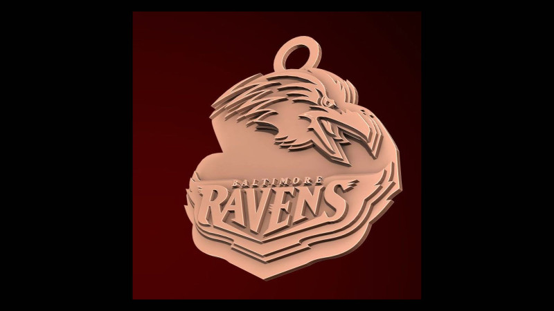 Baltimore Ravens Logo Shield Printable and Renderable 3D Print Model .c4d .max .obj .3ds .fbx .stl .blend 