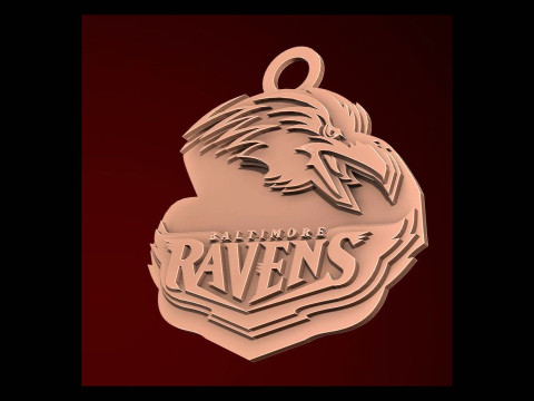 Baltimore Ravens Logo Shield Printable and Renderable 3Dプリントモデル