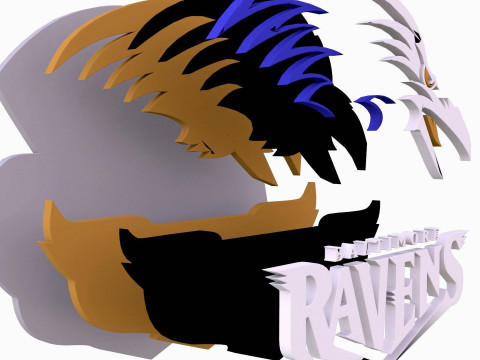 Baltimore Ravens Logo Shield Printable and Renderable 3D Print Model