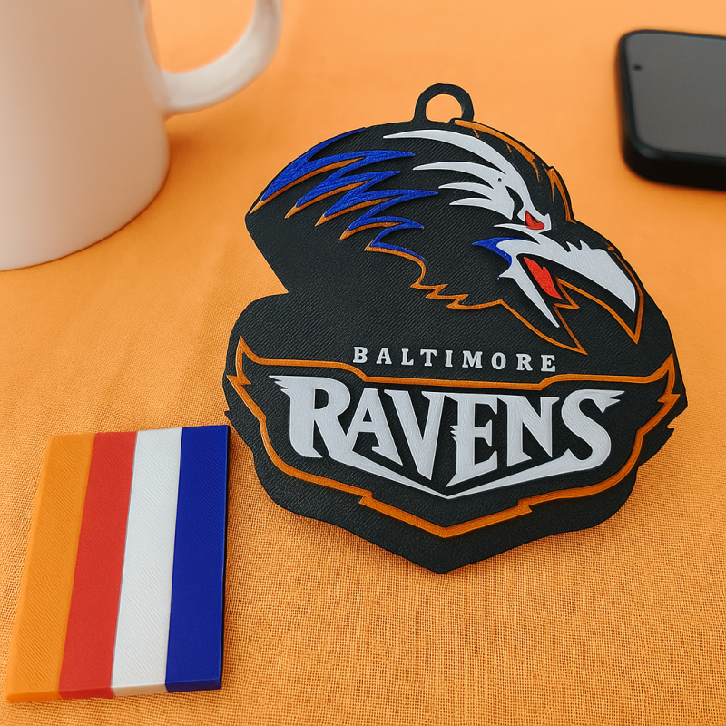 Baltimore Ravens Logo Shield Printable and Renderable 3D Druckmodell .c4d .max .obj .3ds .fbx .stl .blend