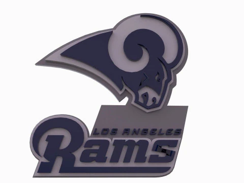 Los Angeles Rams Logo Shield Printable and Renderable 3D Print Model
