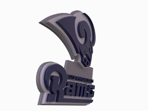 Los Angeles Rams Logo Shield Printable and Renderable 3D Print Model