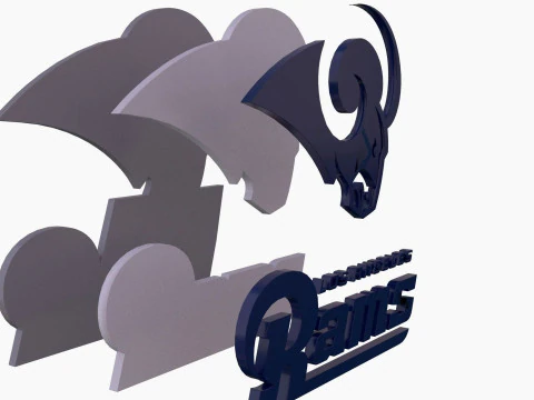 Los Angeles Rams Logo Shield Printable and Renderable 3D Print Model
