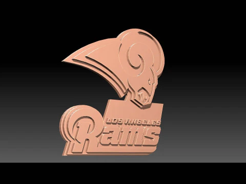 Los Angeles Rams Logo Shield Printable and Renderable 3D Print Model