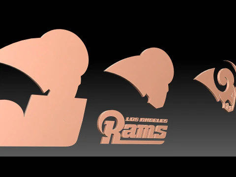 Los Angeles Rams Logo Shield Printable and Renderable 3D Print Model