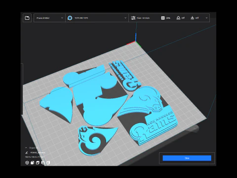 Los Angeles Rams Logo Shield Printable and Renderable 3D Print Model