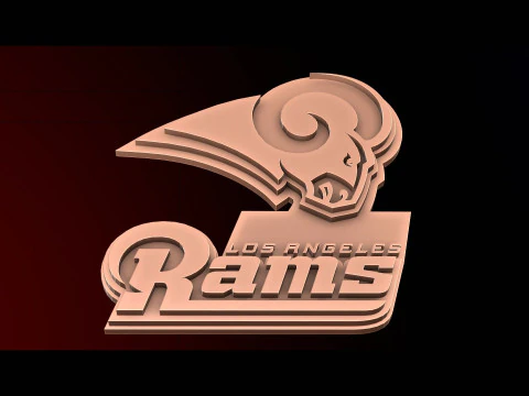 Los Angeles Rams Logo Shield Printable and Renderable 3D Print Model