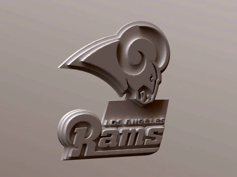 Los Angeles Rams Logo Shield Printable and Renderable 3D Print Model