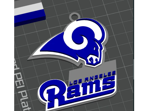 Los Angeles Rams Logo Shield Printable and Renderable 3D Print Model