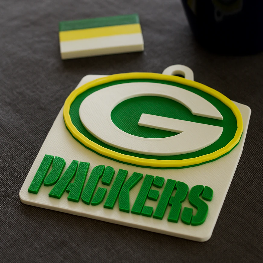 Green Bay Packers Logo Shield Printable and Renderable 3D Print Model .c4d .max .obj .3ds .fbx .stl .blend