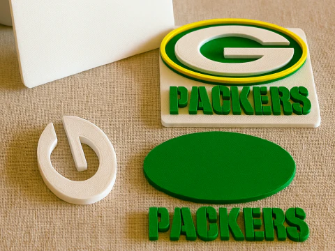 Green Bay Packers Logo Shield Printable and Renderable 3D Print Model