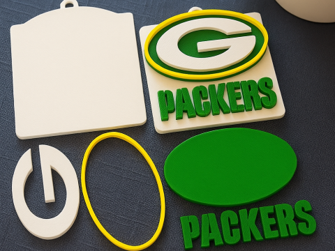 Green Bay Packers Logo Shield Printable and Renderable 3D Baskı Modeli