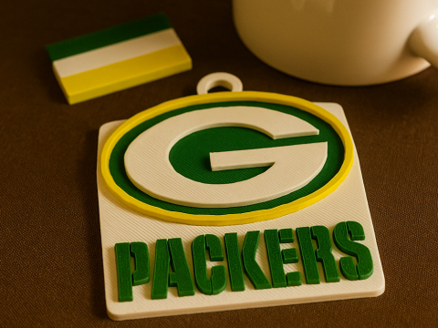 Green Bay Packers Logo Shield Printable and Renderable 3D Baskı Modeli