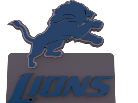 Detroit Lions Logo Shield Printable and Renderable 3D Print Model