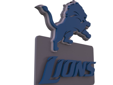 Detroit Lions Logo Shield Printable and Renderable 3D Print Model